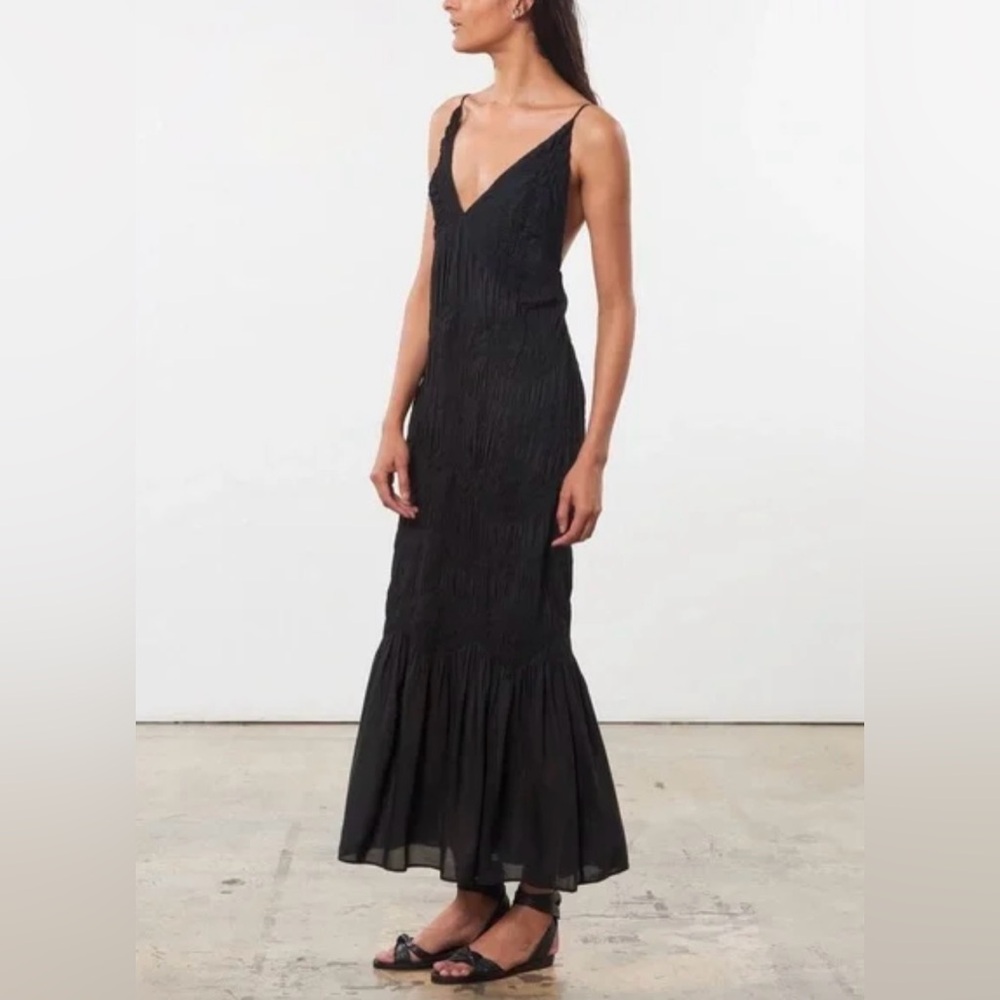 Mara Hoffman Keira Black Rouched Maxi Dress
